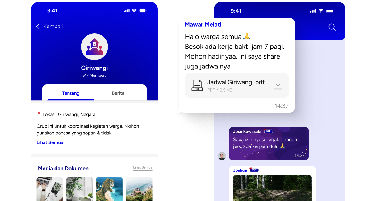 Grup komunitas warga di aplikasi